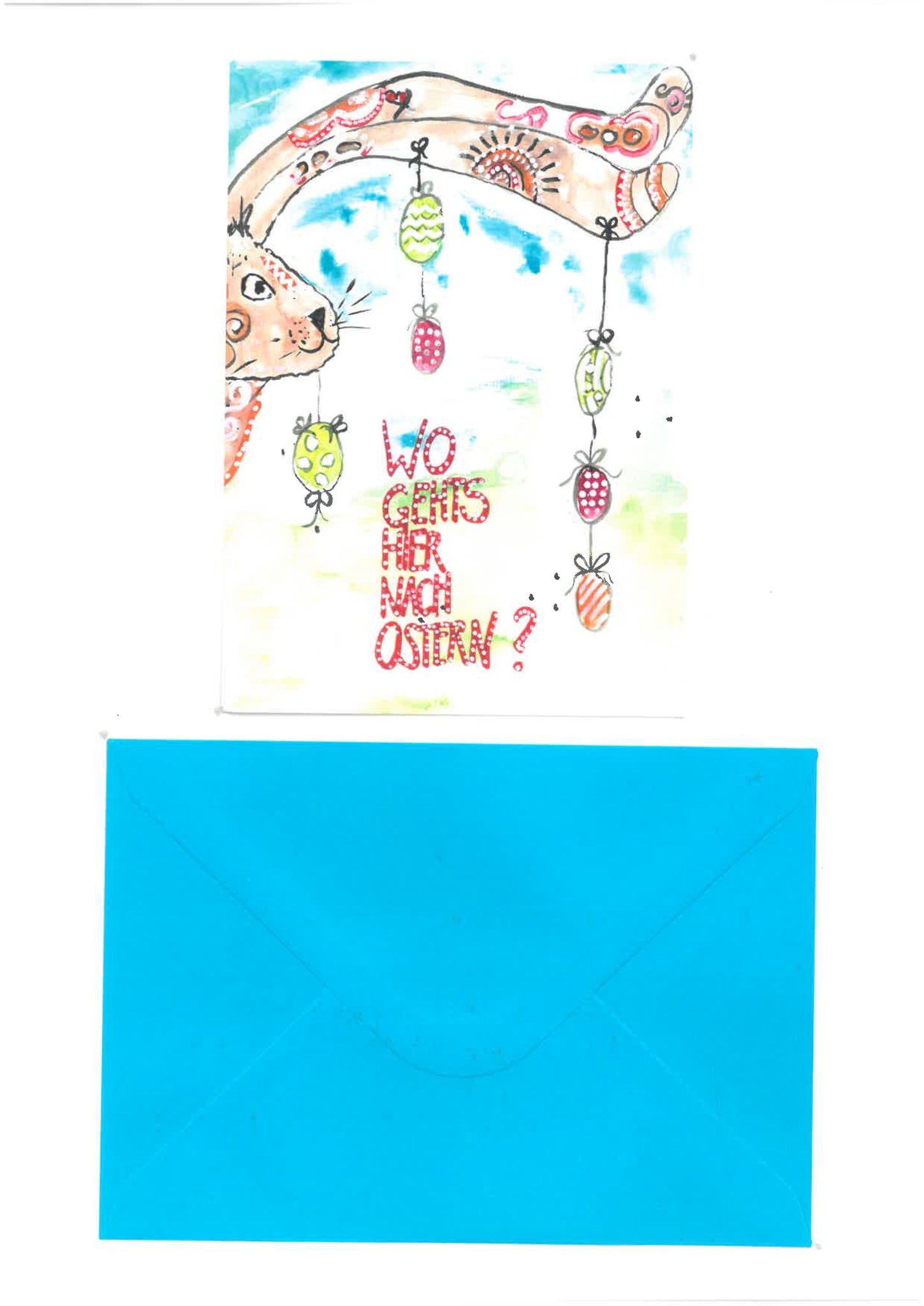 Grußkarte / Postkarte Ostern mit Umschlag "Weg nach Ostern" - hallokindershop