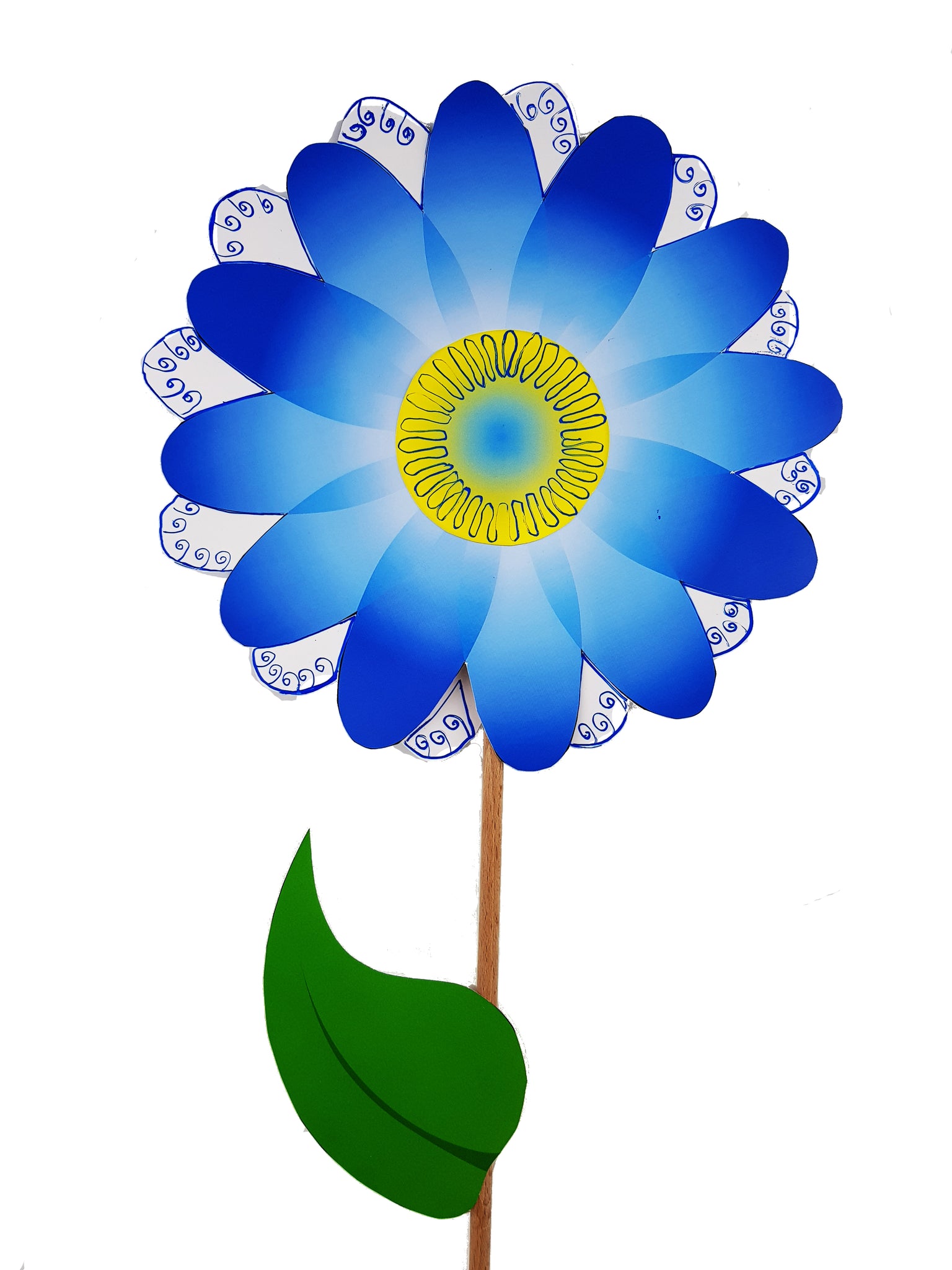 Blume am Stab Blau "Blume des Herzens" - hallokindershop