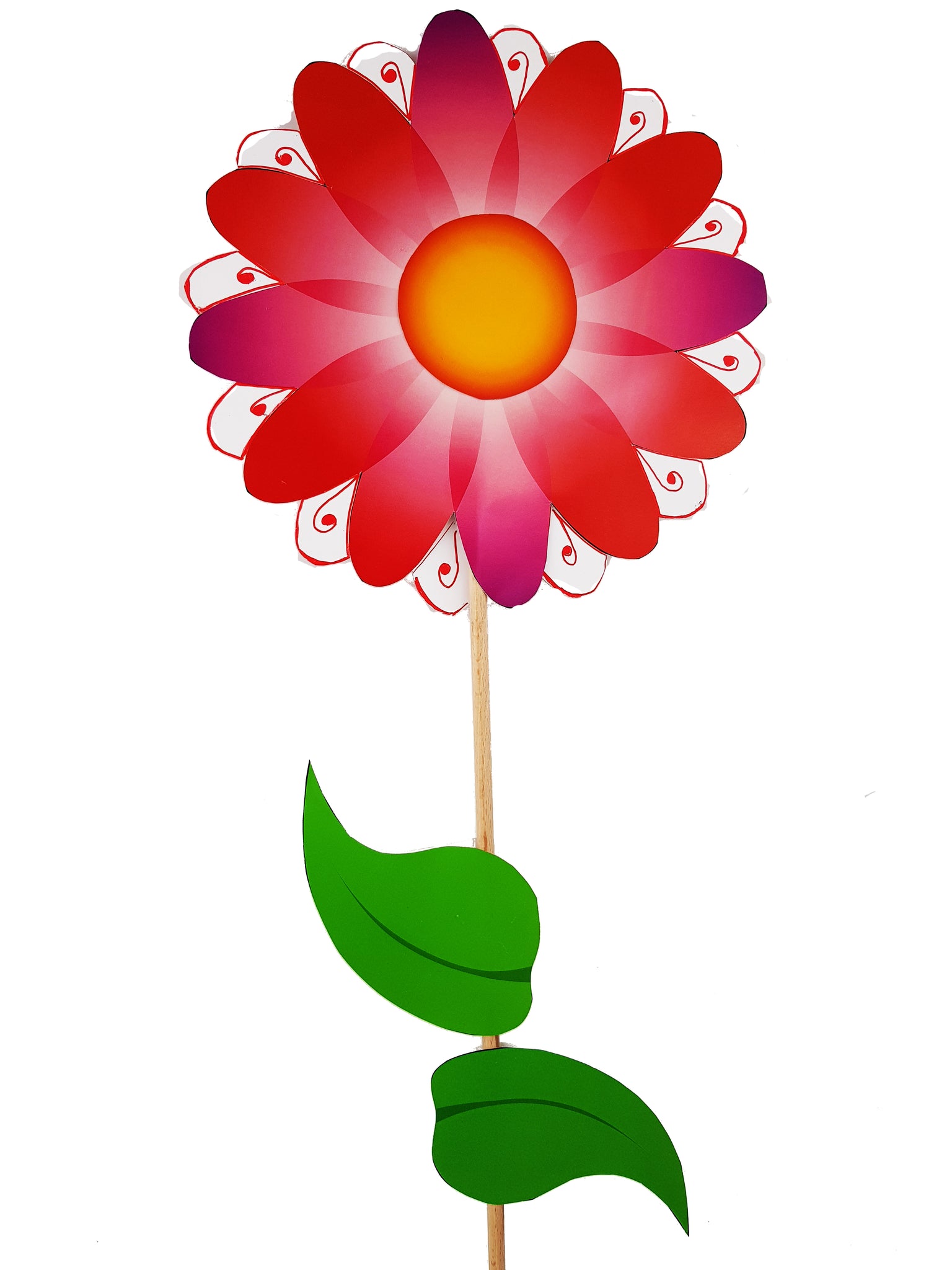 Blume am Stab Rot "Blume der Energie" - hallokindershop
