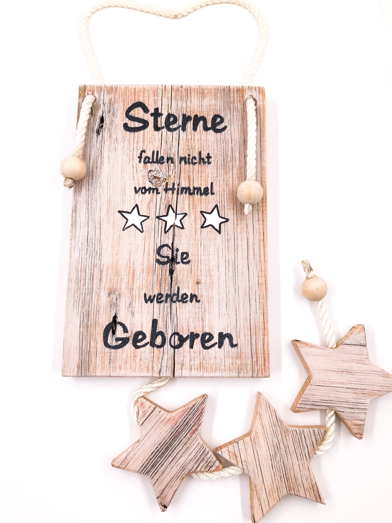 Holz - Deko - Schild mit Spruch "Sterne" - hallokindershop