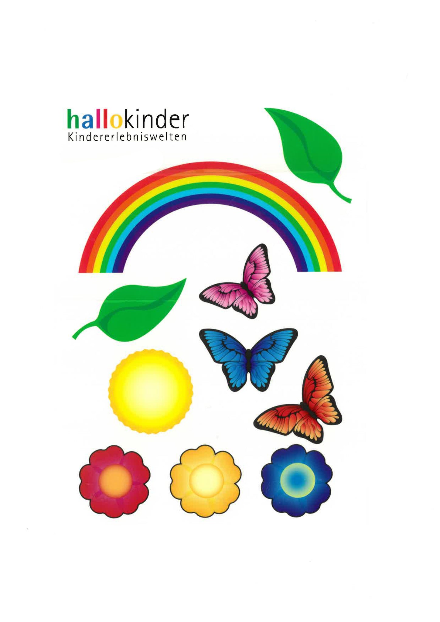 Aufkleber "Regenbogen Blumen Schmetterlinge" - hallokindershop