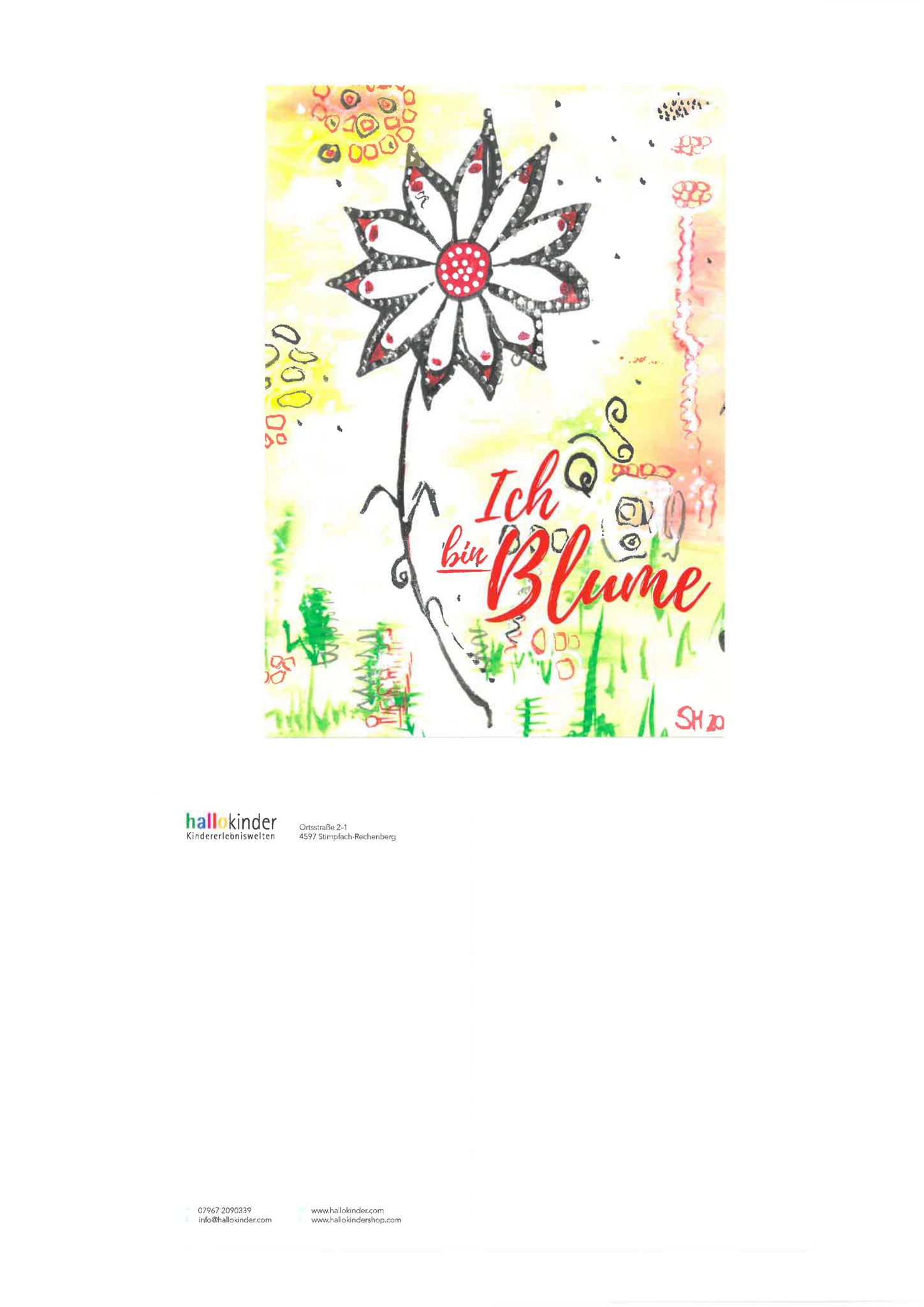 Grußkarte / Postkarte Blume mit Umschlag "Ich bin Blume" - hallokindershop