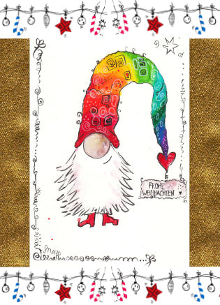 Grußkarte / Postkarte Weihnachtszwerg mit Umschlag